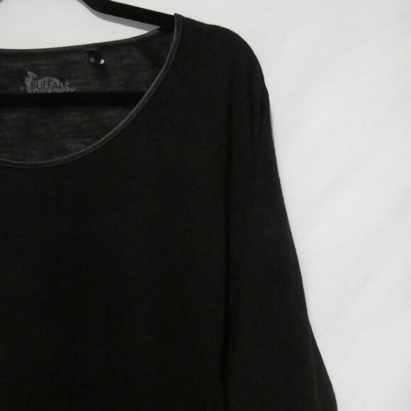 BUFFALO - David Bitton | medium | Black Asymmetrical Top | Faux Leather Accents - Picture 6 of 16